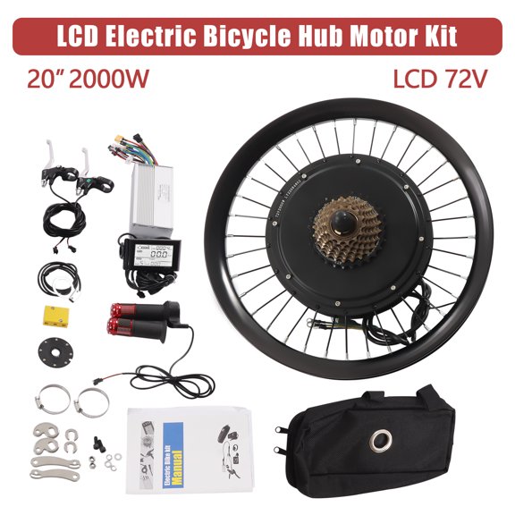 TFCFL 72V 2000W Electric Bicycle Conversion Kit 20inch Electric Bike Rear Wheel Motor LCD
