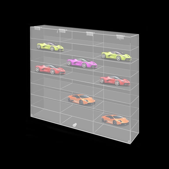 TFCFL 8 Tiers 24 Compartments Acrylic Display Case Wall-mount Clear Showcase Dustproof Storage Box