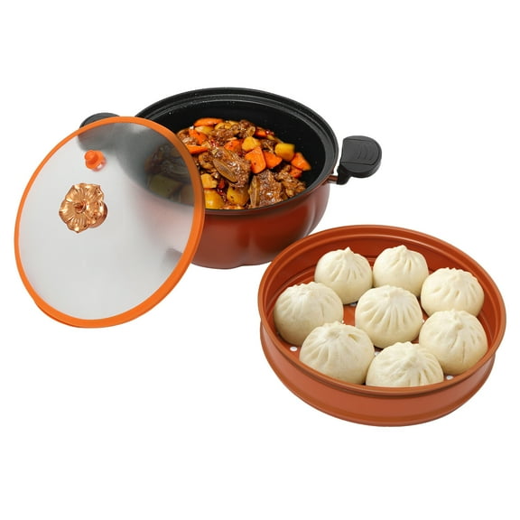 TFCFL 8L/2.11gal Micro-pressure Cooker Pressure Cooking Pot Push-pull Lock with Steamer Orange