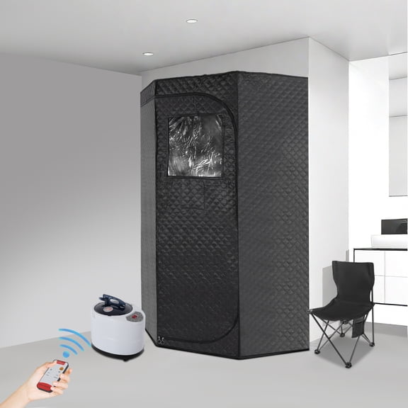 TFCFL 9 Levels Portable Steam Box 1500W5% Indoor Personal Home Spa Room Clear Window Relaxation Steam Room