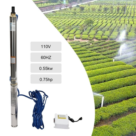 TFCFL 91.86/134.5/196.85 FT Deep Well Submersible Pump 1" Stainless Steel Water Pump For Farm & Ranch Irrigation 110V 60HZ