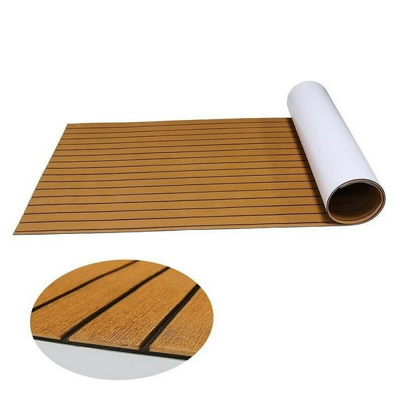 TFCFL 95*24inch EVA Foam Faux Teak Marine Boat Decking Sheet Sea Deck Boat Yacht Flooring Mat Anti-skid Pad