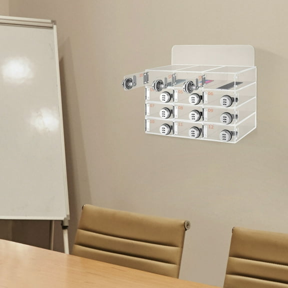 TFCFL Acrylic Cell Phone Locker Box Storage Cabinet Pocket w/ Locks 12 Slots Clear