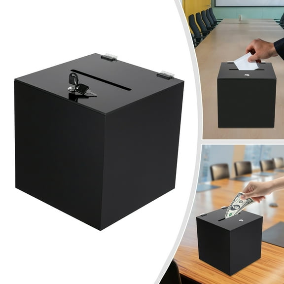 TFCFL Acrylic Square Donation Box Money Storage Container Suggestion Box With Lock