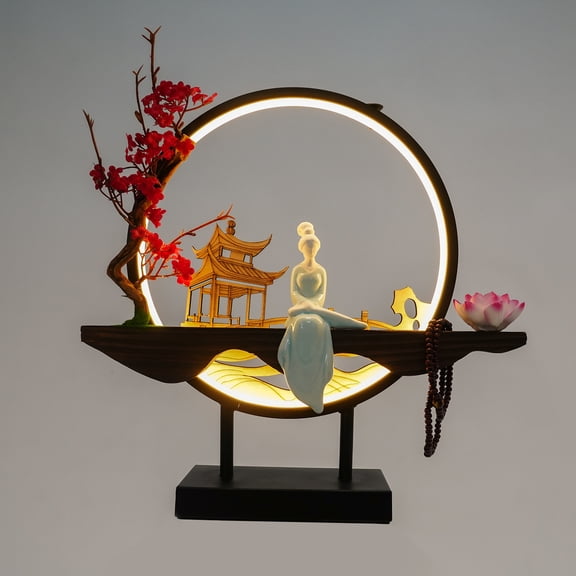 TFCFL Backflow Incense Holder with LED Light Ceramic Backflow Incense Burner Perfect for Relaxing or Home Decor