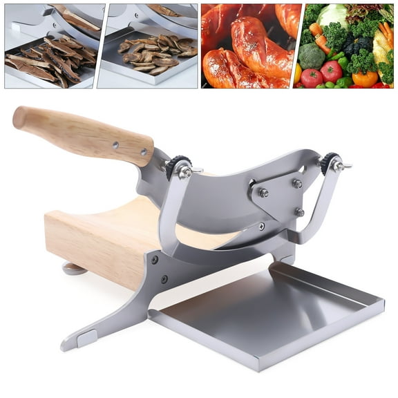 TFCFL Biltong Cutter Manual Beef Jerky Slicer Herb Ginseng Slicer Solid Rubber Wood Handle Meat Slicing Machine