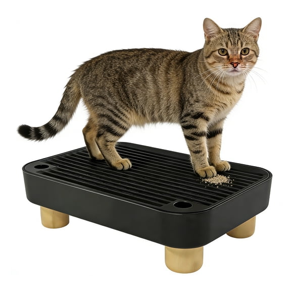 TFCFL Black Universal Cat Litter Box Mat Cat Litter Box Step for Easy Cleaning and Floor Protection 11.81x8.15x3.54in