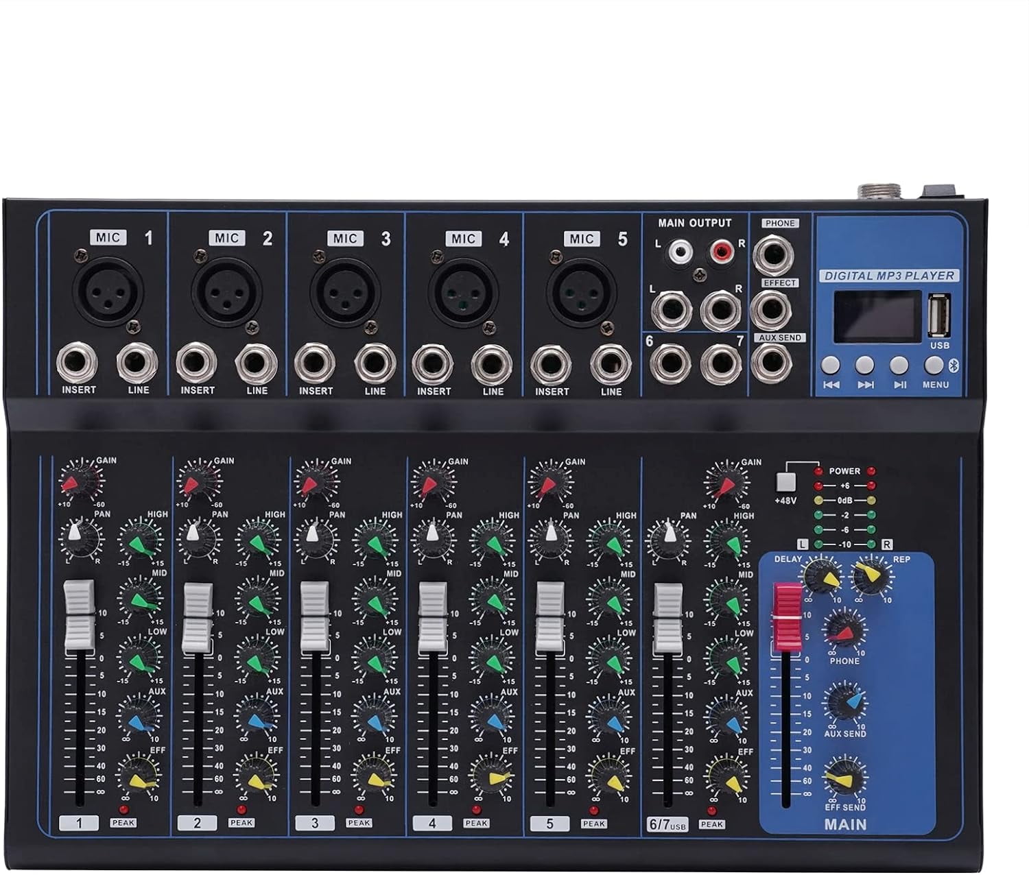 TFCFL Bluetooth Portable Audio Mixer USB DJ Sound Mixing Console Board