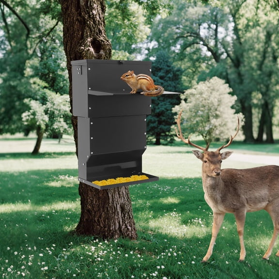 TFCFL Carbon Steel Deer Feeder 16.14x10.24x26.38in Hanging Deer Feeder Large Capacity Hanging Deer Feeder with Lid