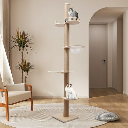 TFCFL Cat Tree Climbing Floor-to-ceiling Tower Cat Play Sisal Rope Scratching Post Pot