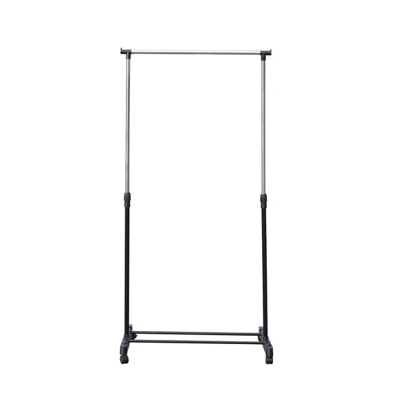 TFCFL Clothes Drying Rack Retractable Floor Standing Garment Hanger Height Adjustable Coat Hat Storage Display Stand w/ Wheels