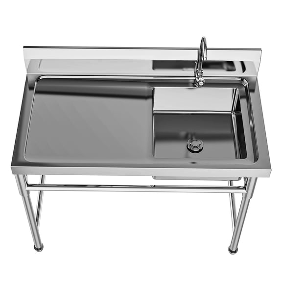 TFCFL Commercial Kitchen Sink Stainless Steel Utility Sink Preparation Table 1 Compartment Sink for Restaurant Home