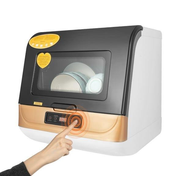 TFCFL Compact Countertop Dishwasher 4 Washing Programs Air-Cooled Drying Automatic Dishes Washing Machine 110V