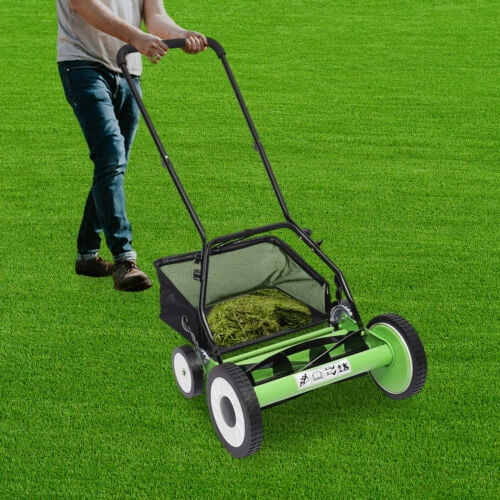 TFCFL Cordless Manual Hand Push Grass Cutter 5-Blade Lawn Mower Lawnmower 16in Cutting Width