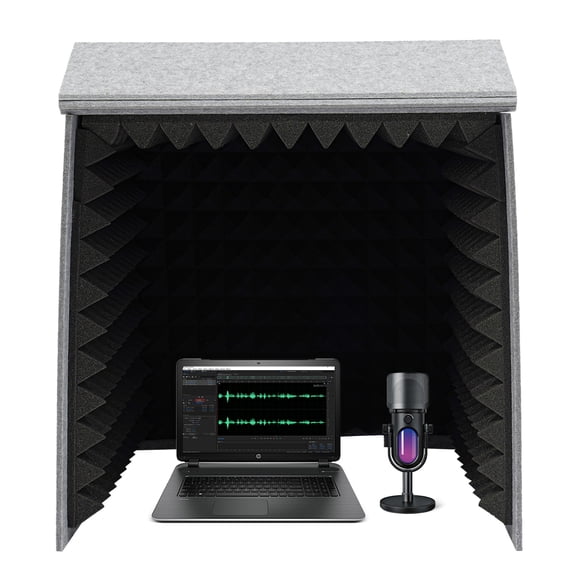 TFCFL Desktop Soundproof Cover Portable Vocal Recording Booth Vocal Sound Absorbing Shield 23.62x23.62in