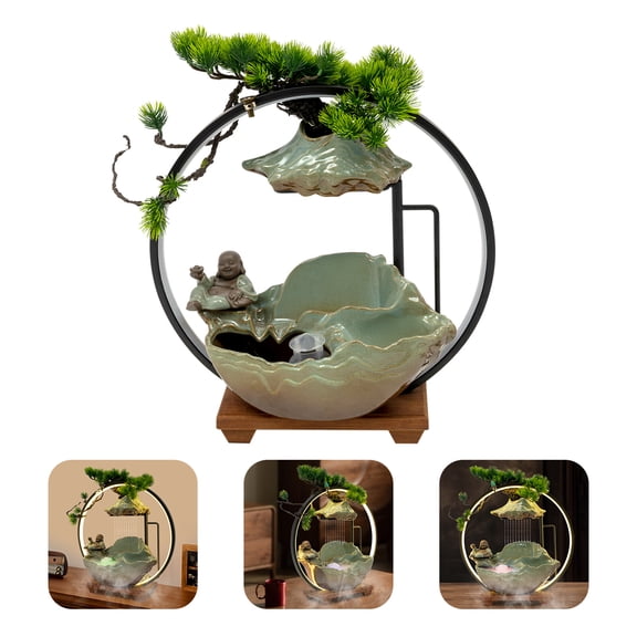 TFCFL Desktop Water Fountain Indoor Waterfall Ornament Wealth Fountain Decor w/Water Pump