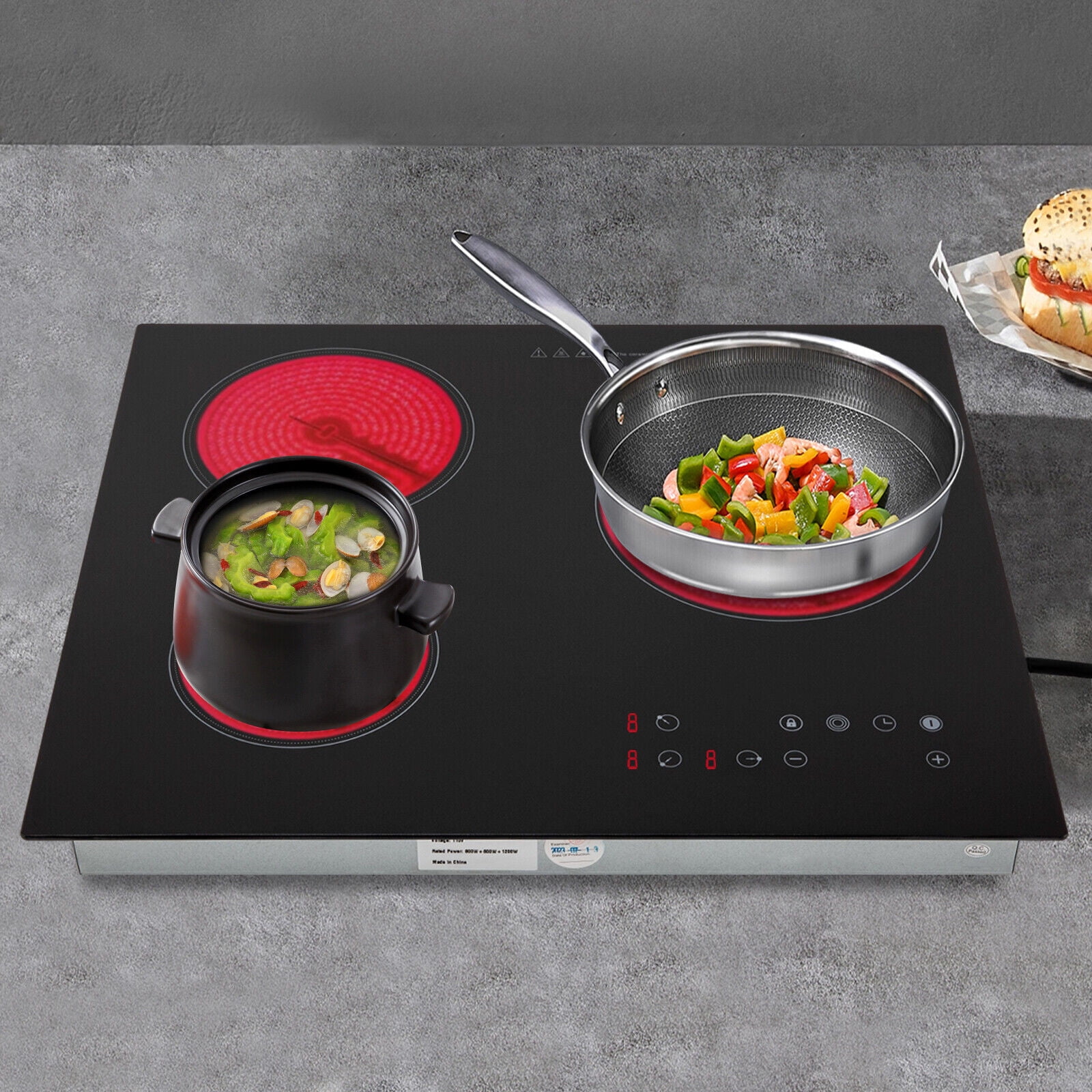 23.2 Inch Electric Ceramic Cooktop – 3 Burners, 2600W, 110V With Timer & Child Lock – Countertop Or Built-In