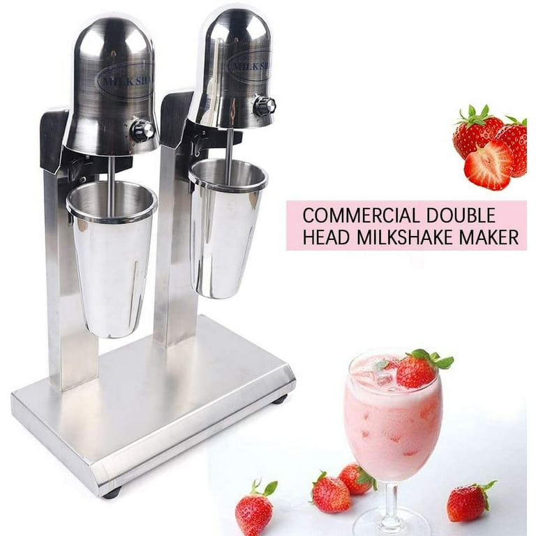 TFCFL Milkshake Maker, Stainless Steel Double Head 180W Electric Milkshake  Drink Mixer 2 Speed Milk Shake Machine with 2 PP Cups 