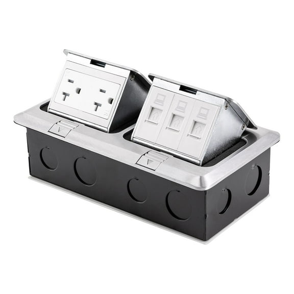 TFCFL Floor Electrical Outlet Box Dual Pop Up Floor Outlet Box Multiple Hidden Sockets AC 125V 20A