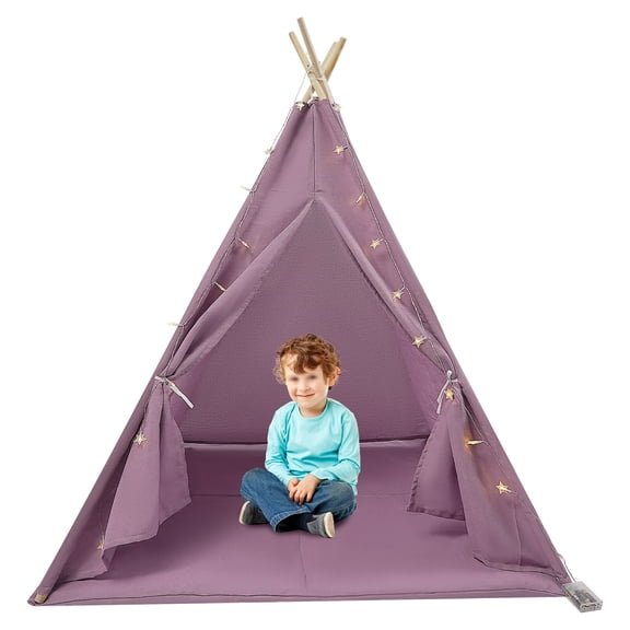 TFCFL Foldable Kids Tent Children's Play Tent Indoor Outdoor Kids Teepee Tent with Lights & Mat