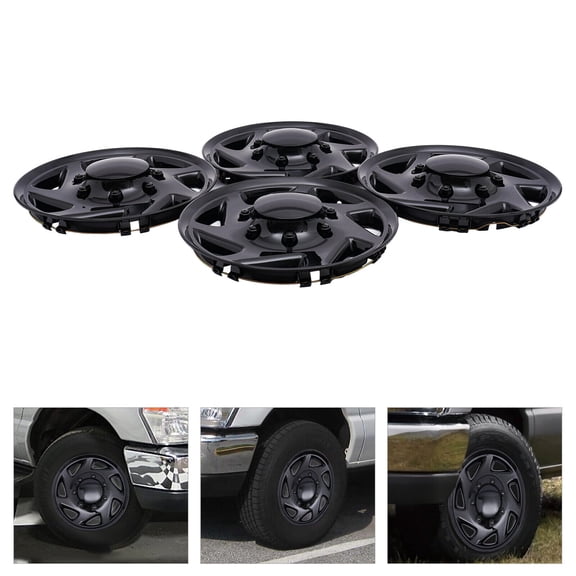 TFCFL For Ford E250 E350 E450 Econoline Van 1999-2018 Black Hub Caps Rim Simulators 4pcs Full Wheel Covers