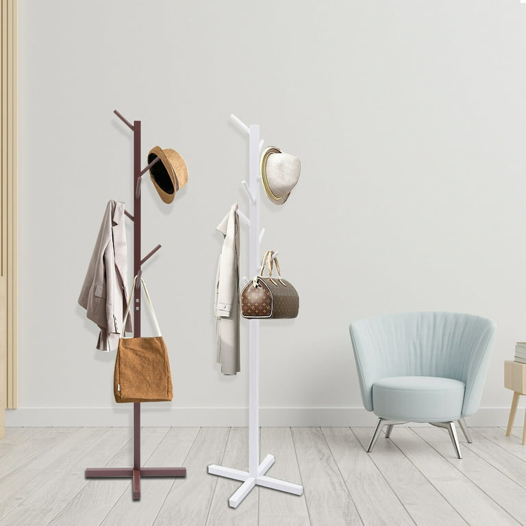 TFCFL Free Standing Tree Hanger Standing Coat Jacket Gloves Umbrellas Hat Rack Stable Staggered Hooks Large White