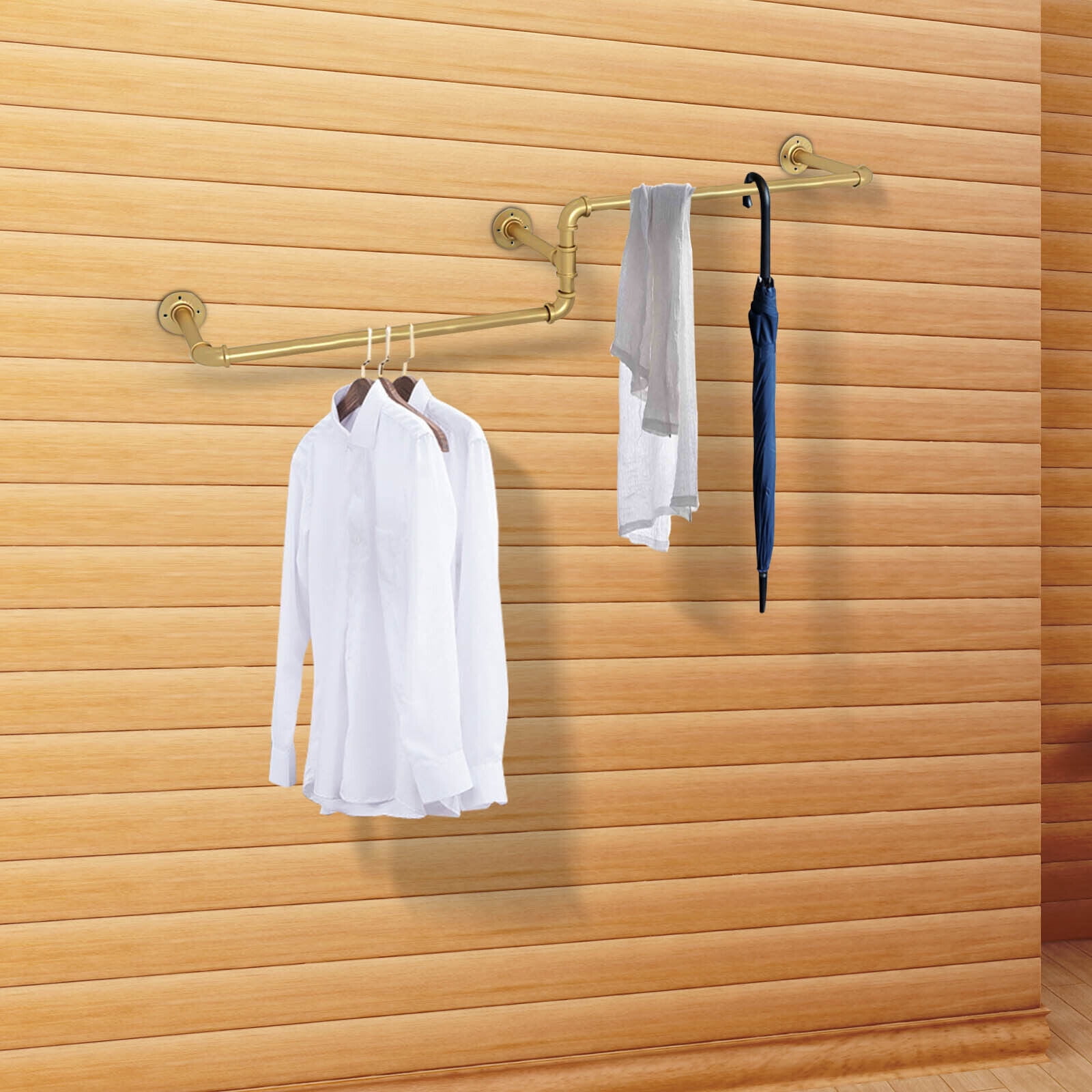 TFCFL Gold Garment Rack Clothes Rack Wall Mounted Garment Holder ...