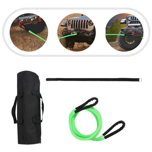 TFCFL Green 15100lbs 20ft Long Towing Rope 5/8" Outdoor Elasticity Recovery Rescue Rope Kit with Handbag
