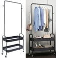 thumbnail image 1 of TFCFL Heavy Duty Clothes Rack with Shelves, Rolling Garment Rack with Lockable Wheels, Metal Sturdy Rolling Clothing Racks for Hanging Clothes, Portable Sturdy Coat Rack (Black), 1 of 9