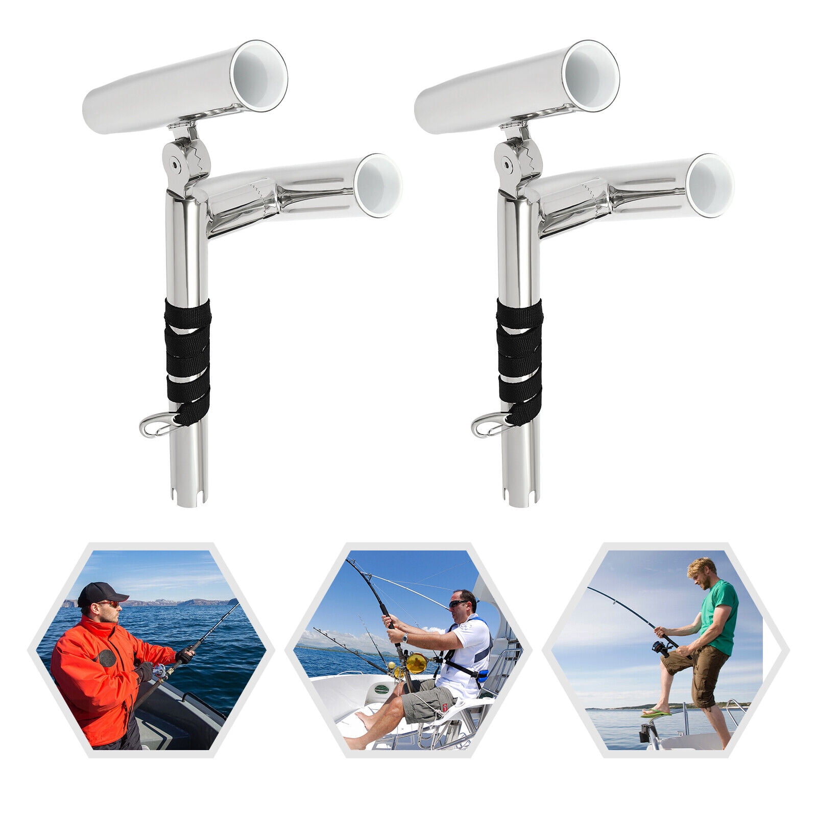 Double Rod Rests TFCFL Highly Polished Dual Head Adjustable Rod Holder Double Angle ...