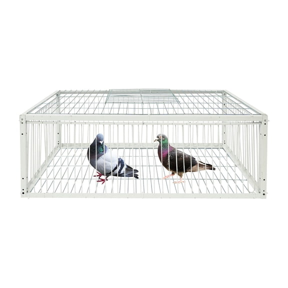 TFCFL Iron Pigeon Cage Portable Escape-Proof Pigeon Trap Cage White 27.55x15.74x10.23in