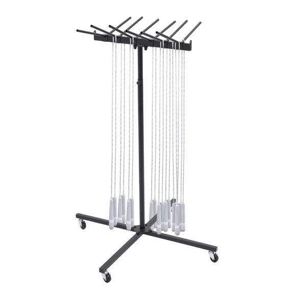TFCFL Jump Rope Rack Iron Pipe Ropes Storage Stand Adjustable Height Jumping Rope Holder Organizer Cart on Wheels