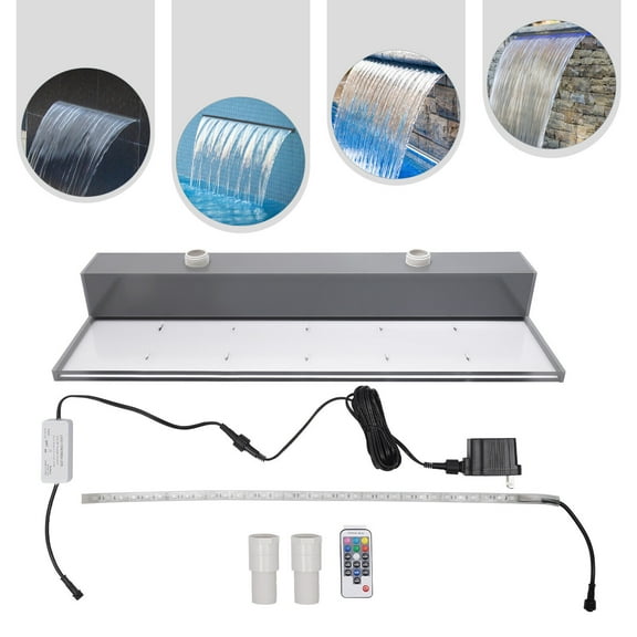 TFCFL Koi Pond Waterfalls Fountains Kit 7 Color Changing & Remote Lighted Outdoor Waterfall Spillway Long Power Cord