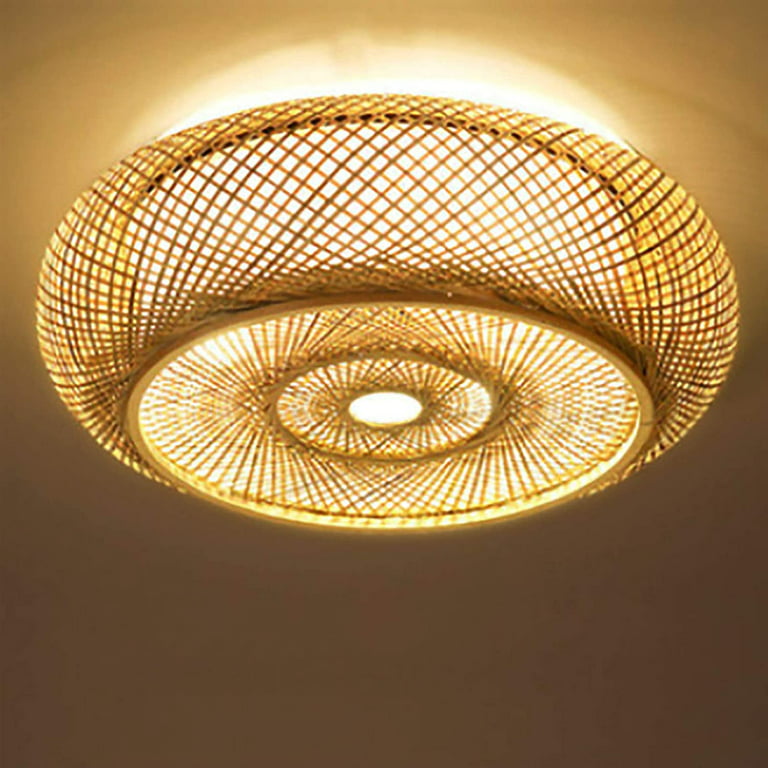 TFCFL Lantern Pendant Lighting Rattan Light Weaving Natural Wooden Ceiling  Light Ceiling Fixture for Dining Room 