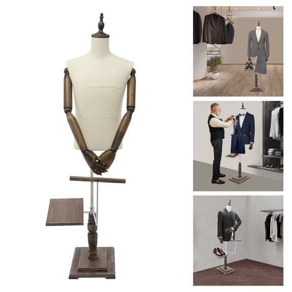 TFCFL Male Clothing Display Props Height Adjustable Clothing Display Racks with Detachable Shoe Holder & Pants Rack