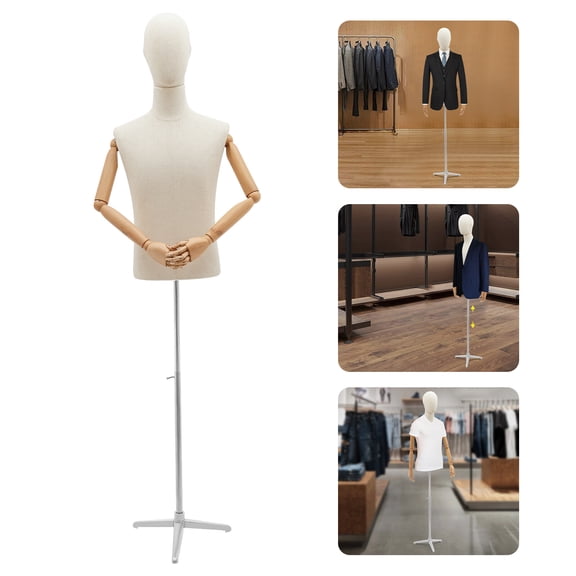 TFCFL Male Dress Form Display Metal Stand Dress Form Adjustable Posture Clothing Form 53-76in Height