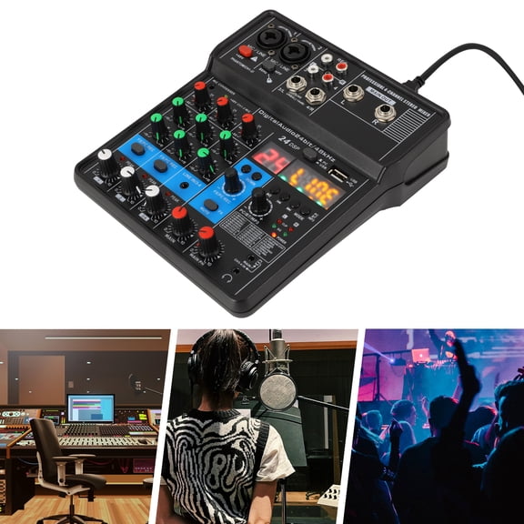 TFCFL Mini 4-Channel Audio Mixer Console 48KHz Professional Audio Mixer 4-Channel DJ Controller Sound Mixer