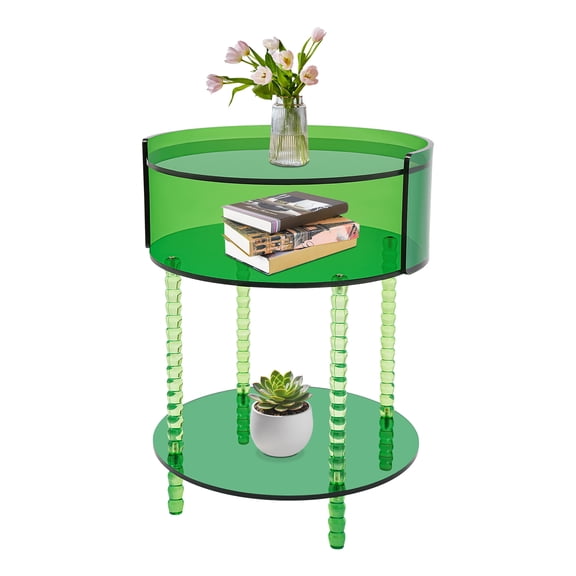 TFCFL Modern Acrylic Round Side Table 3 Tier End Table for Living Room, Bedroom, Lobby and Office, Easy Assembly