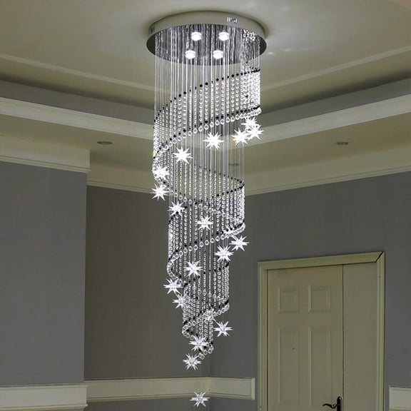 TFCFL Modern LED Crystal Chandelier Rain Drop Spiral Ceiling Lamp Pendant Lighting Fixtures