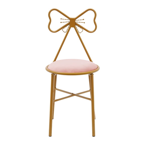 TFCFL Modern Makeup Chair Vanity Stool Pink Butterfly Backrest Chair Dressing Table Seat Soft Cushion