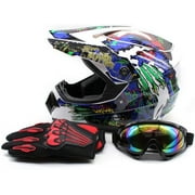 TFCFL Motorcycle Helmet,Off-road Helmet With Goggles and Gloves,Fit for Male and Female Teenagers(2L)