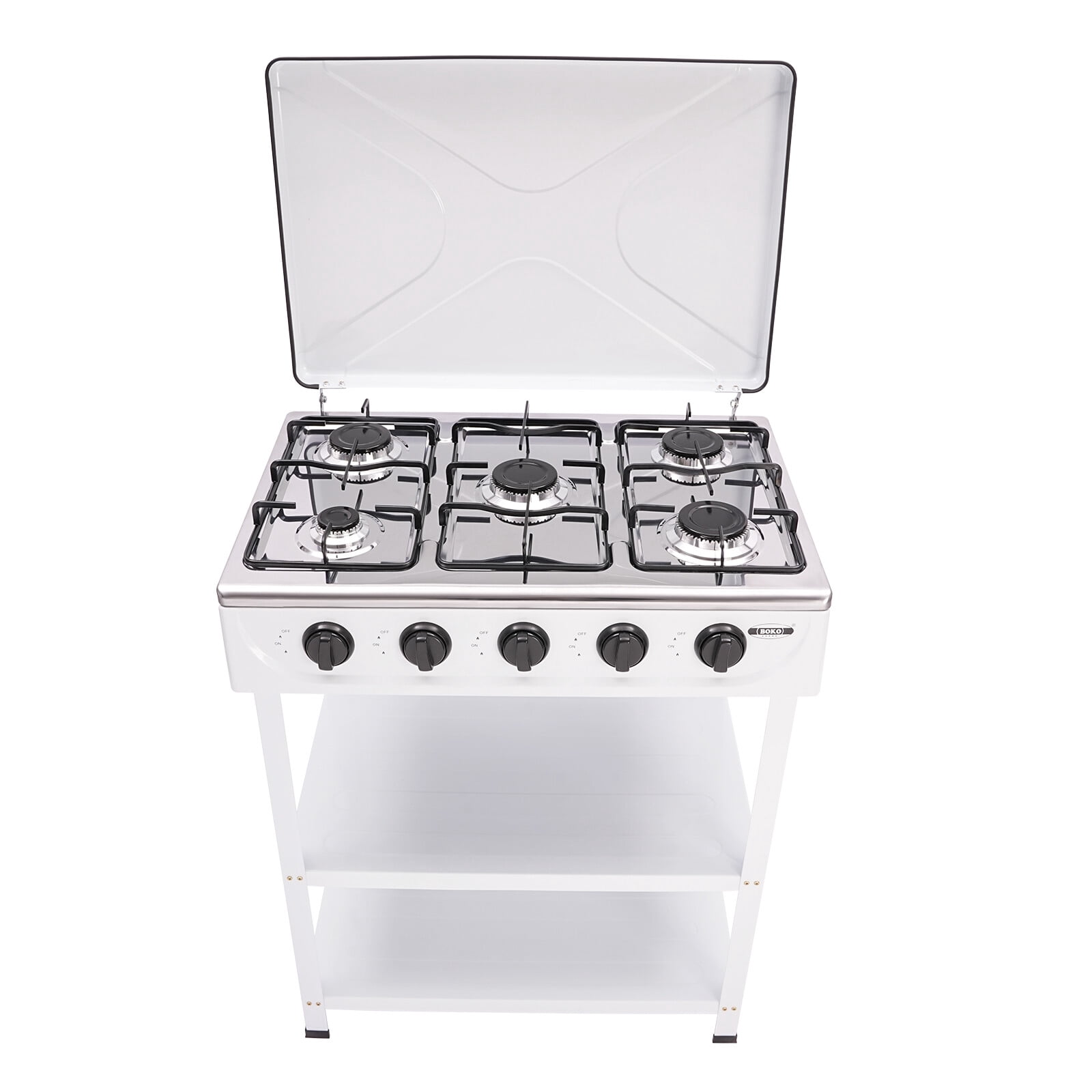 TFCFL Natural Gas Stove 5 Burners Portable Camping Stove 300000 BTU Outdoor Cooking Gas Stove with 2 Tier Rack