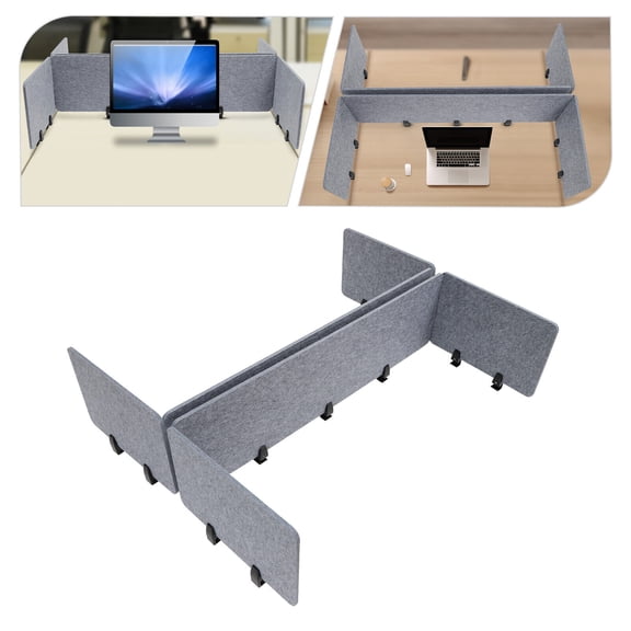 TFCFL Office Desk Divider Desktop Mounted Privacy Panel 2pcs 59'' and 4pcs 23.6'' Privacy Cubicle Panel Gray
