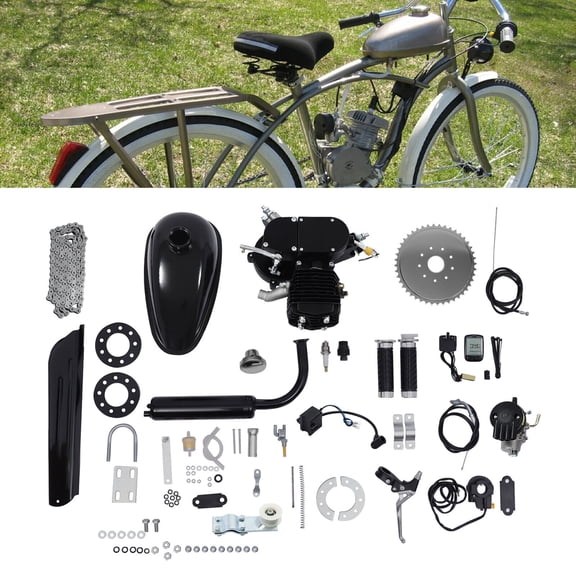 PK80 Full Set 80cc Motorized Bike Bicycle 2 Stroke Gasoline Motor Engine Kit Set For V-frame 26-28 inch Wheeled Bicycle