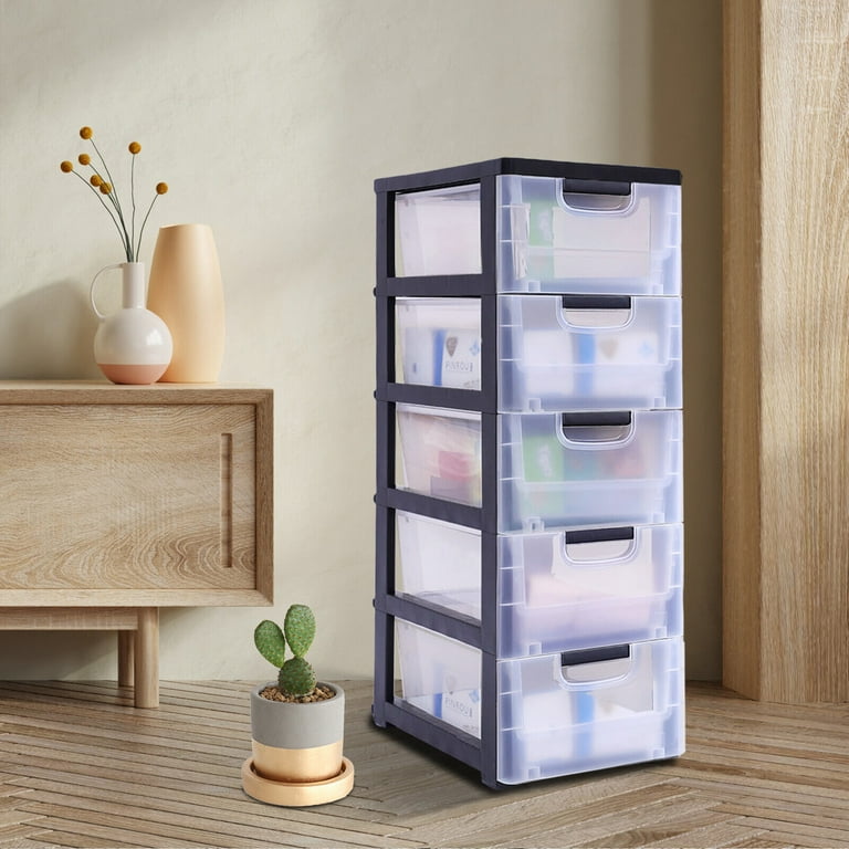 TFCFL PP Plastic Storage Cabinet 5 Drawers Stackable Clothes