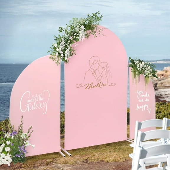 TFCFL Pink Wedding Arch Cover & White Wedding Arch Backdrop Stand Set Party Ceremony Decoration