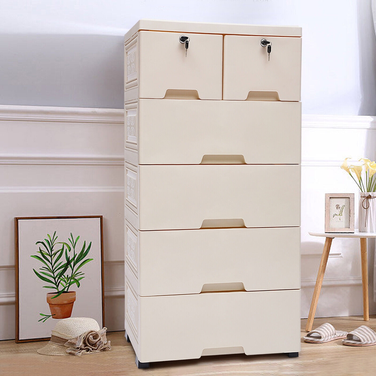 TFCFL Plastic Drawers Dresser, Storage Cabinet with 6 Drawers, Closet ...
