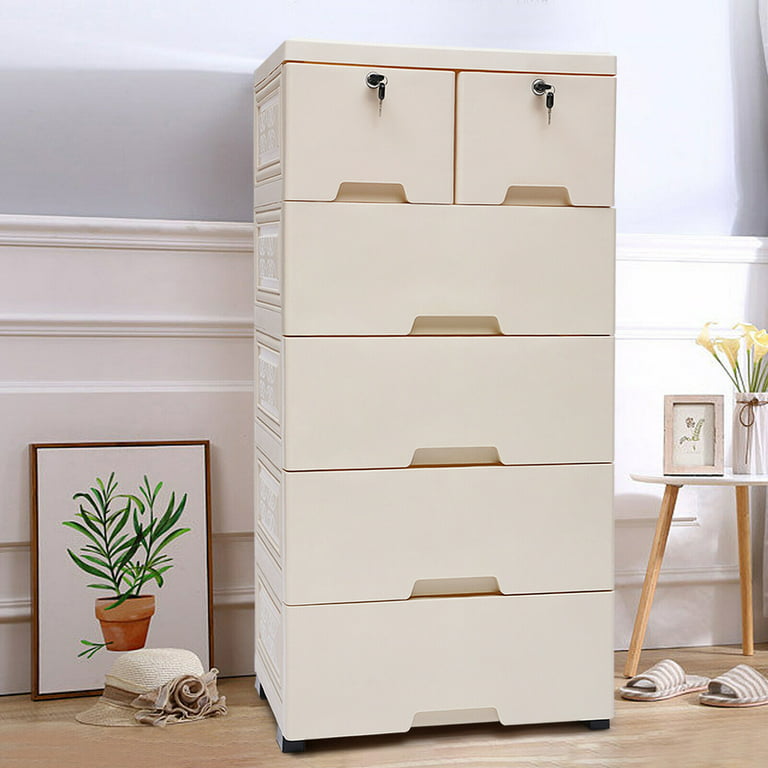 Nafenai Plastic Drawers Dresser,Storage Cabinet with 6 Blue-Grey