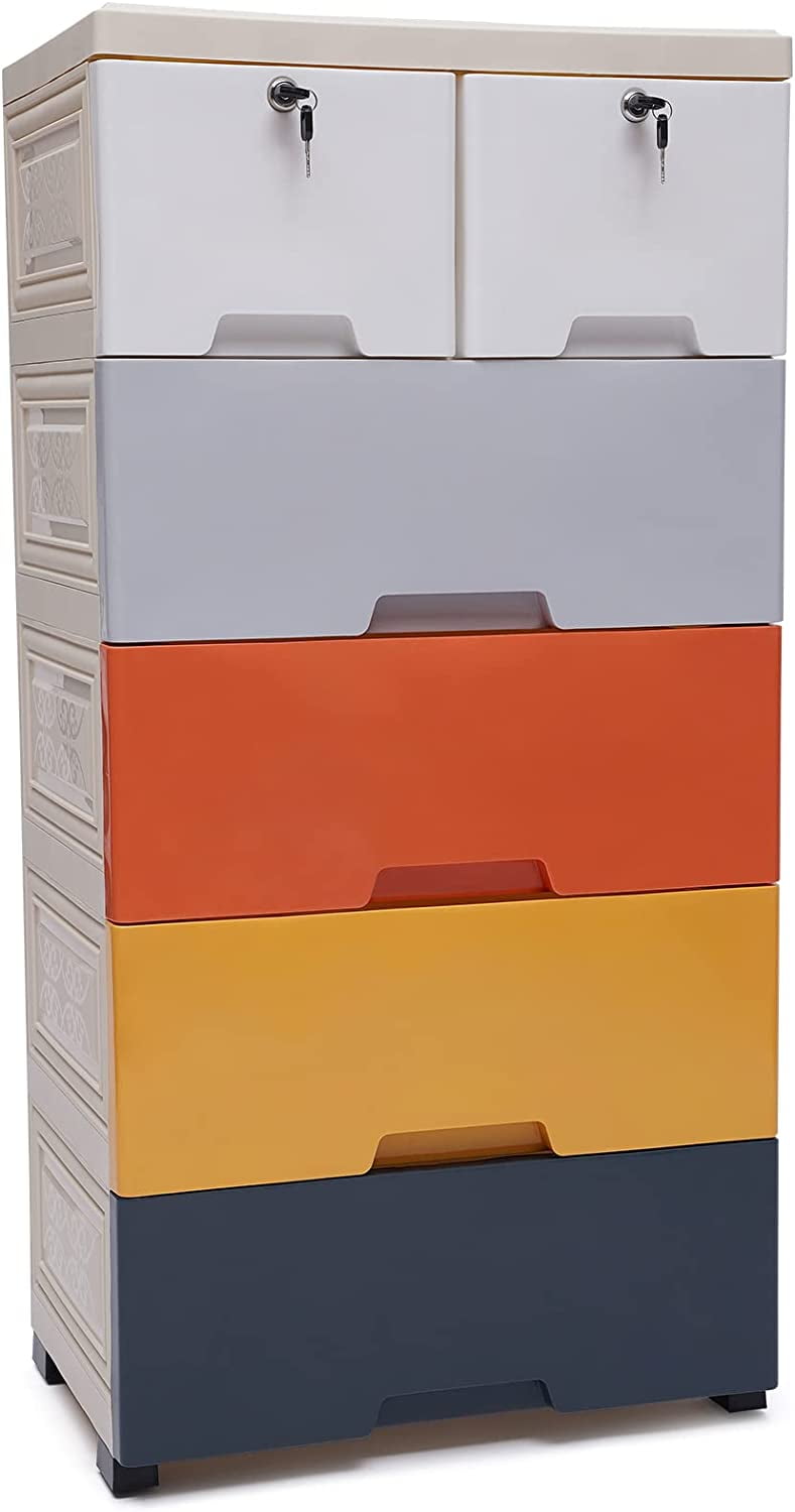TFCFL Plastic Drawers Dresser,Storage with 6 Drawers,Closet