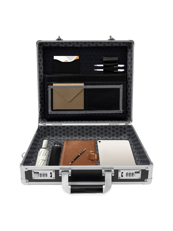 Portable Locking Briefcase Aluminum Alloy Dual Combination Briefcase Business Briefcases for Men & Women